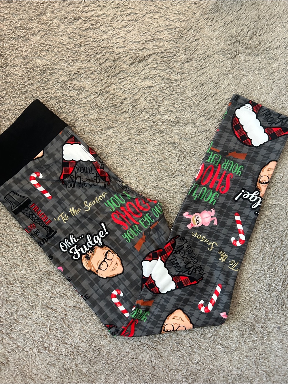 A Christmas Story - Gray Plaid Holiday Graphic Leggings